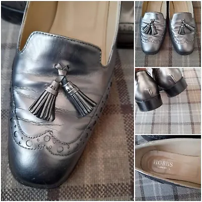 £39 • Buy Hobbs Pewter Leather Loafer Shoes Size 6 - 39