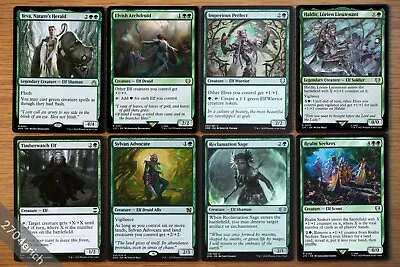 Set Of 8 Green Commander Elf Cards *NM* English Magic MTG Elvish Archdruid • $5.99