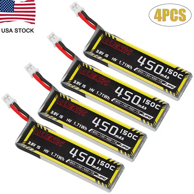 4pcs 450mAh 1S HV 3.8V LiPo Battery 80C JST-PH 2.0 PowerWhoop MCPX Male • $18.04