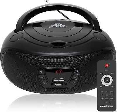 CD Player Portable Boombox FM Radio CD MP3  Remote Control & USB GTCDR-501 Black • £44.95