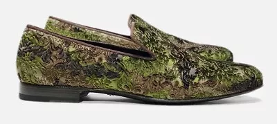 Mezlan Caprio Smoking Slippers Men’s Size 10.5M Embroidered Camo Velvet Handmade • $149.99