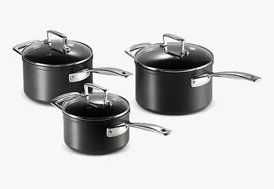 Jamie Oliver By Tefal 3 Piece Hard Anodised Aluminium Non-Stick Saucepan Set • £121.99