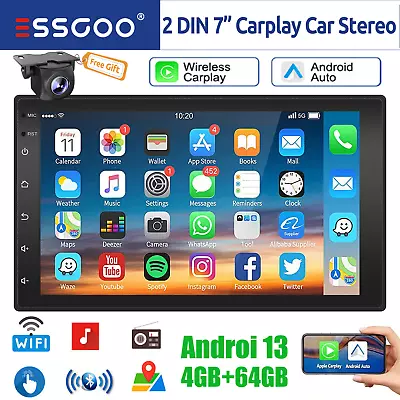 7  Double 2DIN Android 13 Car Stereo GPS SAT NAV Wifi Head Unit 4+64G Radio +AHD • $125.99