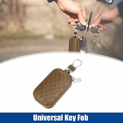 5.51 X2.01  Universal Car Key Fob Case Remote Cover Zipper With Keyring Brown • $9.99