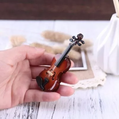 Mini Violin With Case Music Instrument Gift Wooden Mode Collection Small Tiny • $17.59