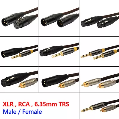 Male / Female XLR To RCA Phono Plug To 6.35mm TRS Stereo Jack Audio Cables Leads • £5.75