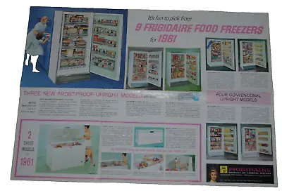 Vintage Frigidaire Freezers Ad Advertising 1961 Color Fold Out • $35