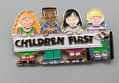 Vtg Children First Brooch Enamel Kids Various Races Ethnicities Diversity Pin • £5.31