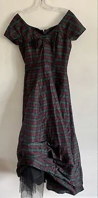 Vintage Monsoon Twilight Tartan Silk Maxi Evening Dress Gown Size:uk10 • £79