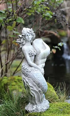 Garden Solar Ornaments Cherub Mermaid Fairy Angel Resin Figurine Angel Statue • £16.95