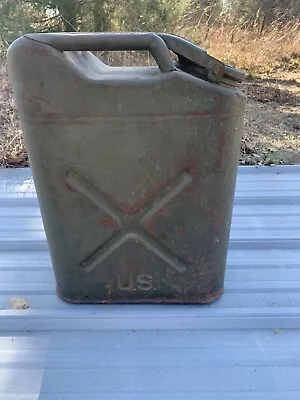 Vintage US Green Army Metal 5 Gallon Jerry Can Olive Drab Military Can • $29.95
