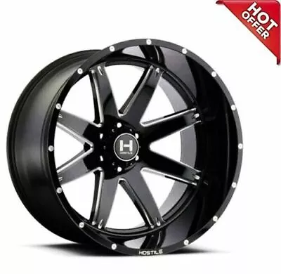 4ea 24  Hostile Wheels H109 Alpha Blade Cut (Gloss Black Milled) Off Road(S10) • $3124