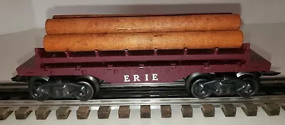 Marx Plastic Erie Log Dump Car  W/ Log Load Type G Trucks Tilt Coupler Maroon • $26