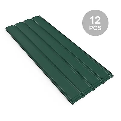 Mondeer 12 PCs Corrugated Roof Sheets Profile Galvanized Roofing Carport Green • £52.99