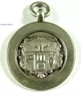 Antique Solid Silver Pocket Watch Chain Fob Or Medal Hawick Scotland Coat Arms • $54.99