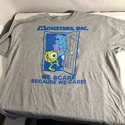 Disney Pixar Monsters Inc T-Shirt Size X-large Gray We Scare Because We Care • $14.99