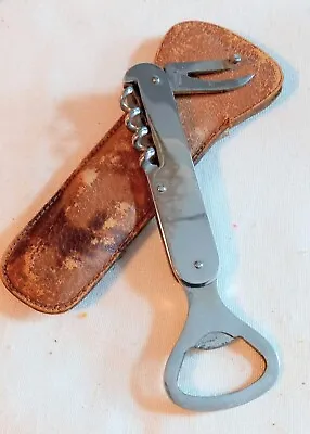 Vintage Waiter's Tool Wine Cork Puller Bottle Can Opener Becker Germany W/Sheath • $0.99