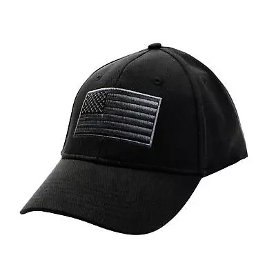 American Flag USA Patch Patriotic Ball Cap Black Cotton Adjustable H3 • $16.95