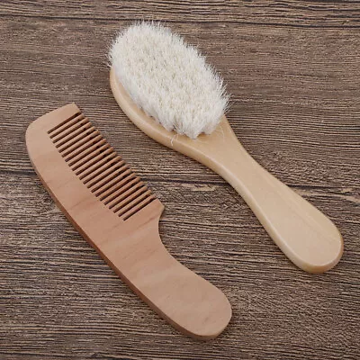 2 Pcs Baby Hair Brush And Comb Set Natural Soft Wool Bristle Toddler Hair EaeKA • £6.78