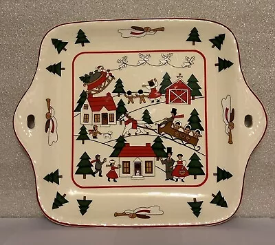 Masons Christmas Village Handled Cake Plate 9”x11” • $15