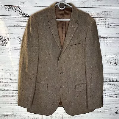 J. Crew Brown Herringbone Wool Blend 2 Button Blazer Jacket Size 44 Long (44L) • $39.99