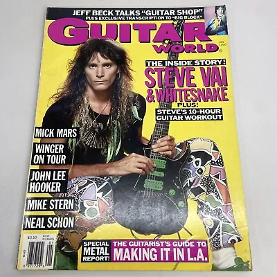 Guitar World - January 1990 - Steve Vai Cover - Mick Mars Neal Scion Winger • $12.14