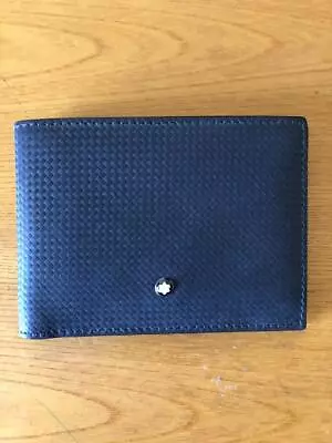 Montblanc Double Billfold Wallet 6cc Black Leather Made In Italy • $172