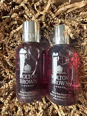 2x MOLTON BROWN Fiery Pink Pepper Bath & Shower Gel 100ml/3.3oz Ea Travel SzNew • $12.90