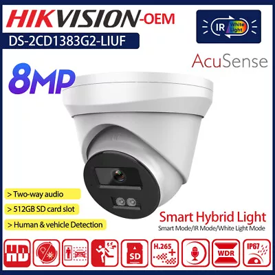 Hikvision OEM DS-2CD1383G2-LIUF 8MP Smart Hybrid Light IR ColorVu 4K CCTV Camera • $80.75