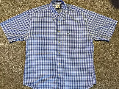 FACONNABLE By Albert Goldberg Shirt All Cotton Blue Plaid Button Down Size L • £20