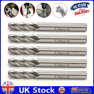 £8.95 • Buy 5x 4 Slot Flute End Mill Cutter Drill Bit CNC Milling Tool HSS Straight Shank UK