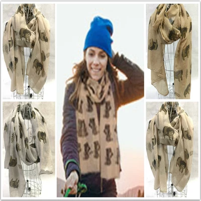 £3.10 • Buy Womens Animal Bear Print Scarf Ladies Neck Shawls Girls Winter Warp Fashion 