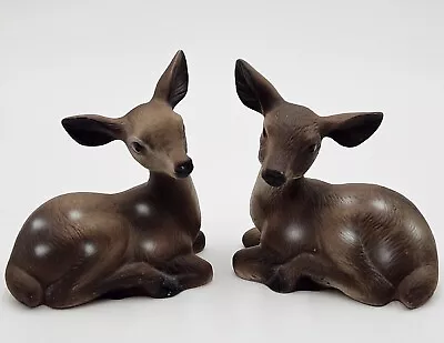 2 Vintage Ceramic Deer Figurines Fawns Rustic 70's Retro 5 Long 4.5  Tall • $24