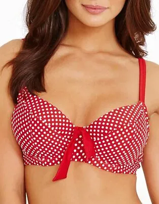 Pour Moi Spice Island Red Polka Dot Underwired Bikini Top - PM2902 BNWT • £12.99