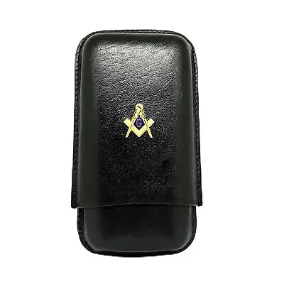 Freemasons 3-Finger Cigar Case – Mason Leather Cigar Case • $34.95