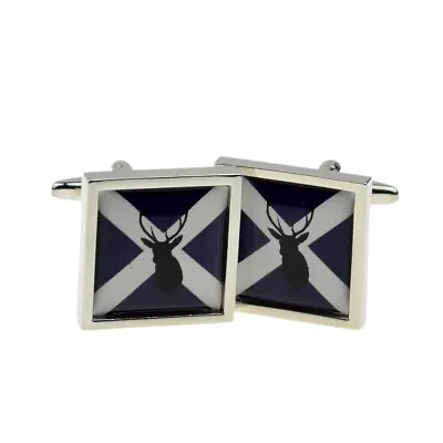 CUFFLINKS Scottish Saltire Flag With Stag Design Mens Birthday Present GIFT BAG • £13.21