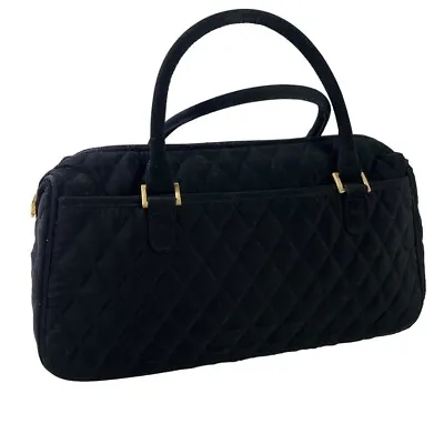 Vera Bradley Womens Solid Black Quilted Double Handle Satchel Purse Handbag Bag • $20.69