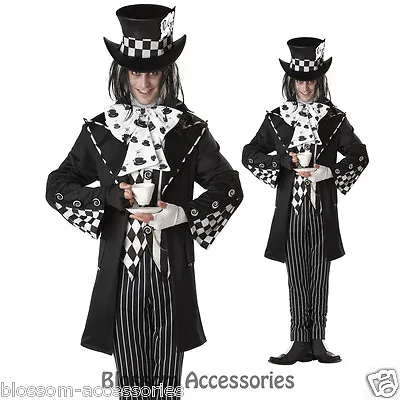 C152 Mens Dark Mad Hatter Wonka Fancy Halloween Adult Costume • £52.40