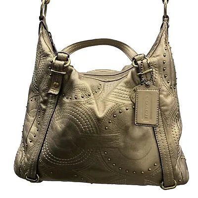 Coach 15276 Embossed Studded Leather Alexandra Satchel Bag Bronze Metallic • $44.99