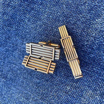 Swank Vintage Cuff Links And Tie Bar Gold Tone Bars Marked SWANK EUC • $11.97