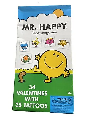 Mr. Happy Box 34 Valentines + 35 Tattoos Roger Hargreaves New Old Stock 2011 • $5.50