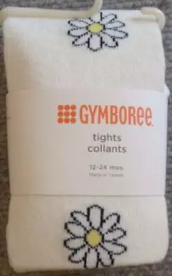 GYMBOREE Girls 2-3 Yrs.  BEE CHIC   White Tights With Flowers On Side Of Leg • $12.95