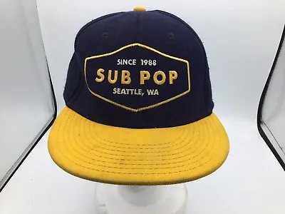 Vintage RARE SUBPOP 1990s SnapBack Hat Blue Yellow Cap Seattle Music Otto F3 • $44