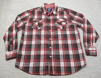 Akademiks Shirt Mens XL Button Up Roll Up Long Sleeve Casual Plaid Never Worn • $11.49