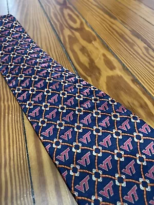 VIRGINIA TECH VT Necktie Tie Orange Maroon Red Blue Silk College Varsity Silk • $13