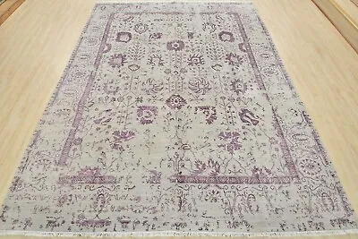 Fine Anatolia 8’1” X 10’1” Grey Purple Wool/Viscose Hand-Knotted Oriental Rug • $2834.75