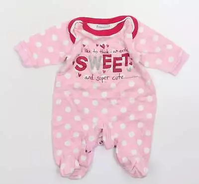 Babaluno Girls Pink Polka Dot Cotton Babygrow One-Piece Size Newborn Snap • £5