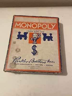 Vintage Monopoly Game Piece Parker Brothers Money Wood Pieces 1935 With Board • $36.99