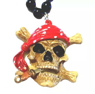 Pirate Skull And Crossbones Mardi Gras Necklace Beads Bead Gasparilla • $5.99