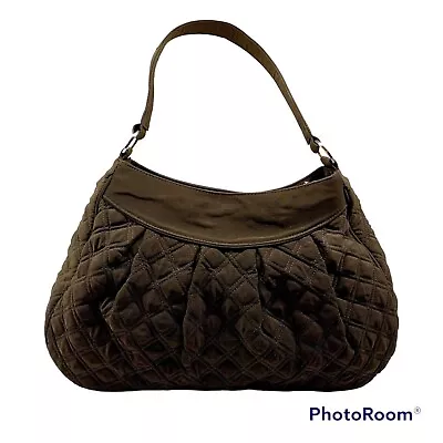 Vera Bradley Brown Espresso Quilted Microfiber Boho Shoulder Handbag Purse Tote • $20